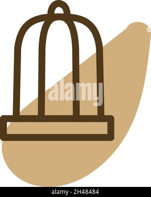 Bird cage, illustration, vector, on a white background. Stock Vector