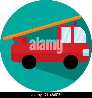 Red fire truck, illustration, vector, on a white background. Stock Vector