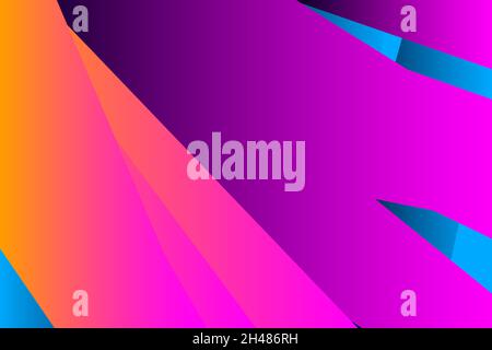Minimal cover graphic, copy space design. Neon pink blue gradient colors. Abstract 80s texture geometric pattern lines. Dynamic stripes fluid trendy b Stock Vector