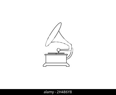 Vector illustration. Flat design. Gramophone music icon Stock Vector