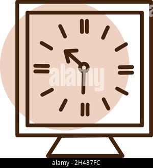 Small square clock, illustration, vector, on a white background. Stock Vector