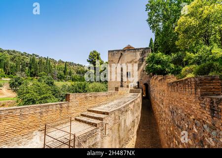 Walls of Moorish palace complex called Alhambra in Granada, Spain Stock Photo