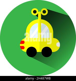 Yellow car toy, illustration, vector, on a white background. Stock Vector