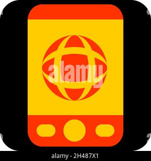Phone with a globe, illustration, vector, on a white background. Stock Vector