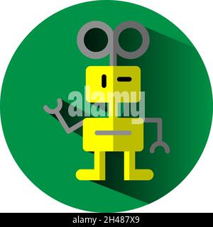 Yellow robot toy, illustration, vector, on a white background. Stock Vector