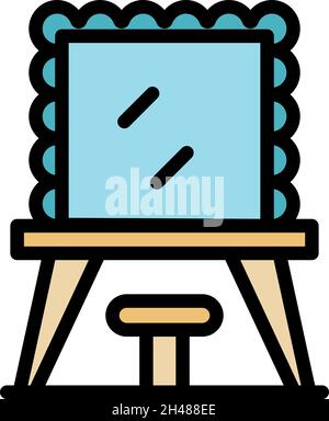 Mirror actor dressing room icon. Outline mirror actor dressing room vector icon color flat isolated Stock Vector