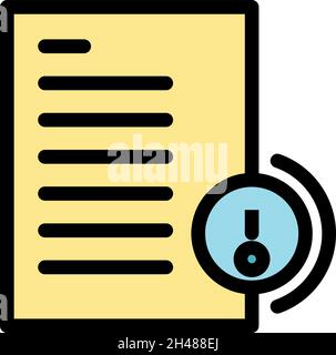 Secured document icon. Outline secured document vector icon color flat isolated Stock Vector