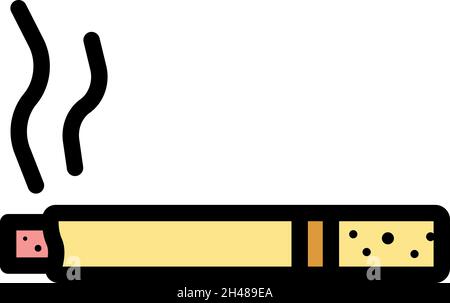 Cigarette smoking icon. Outline cigarette smoking vector icon color flat isolated Stock Vector