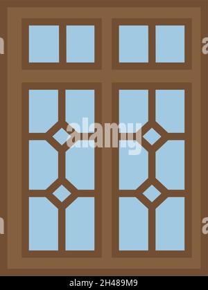 Two part window, illustration, vector, on a white background. Stock Vector