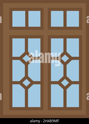 Two part window, illustration, vector, on a white background. Stock Vector