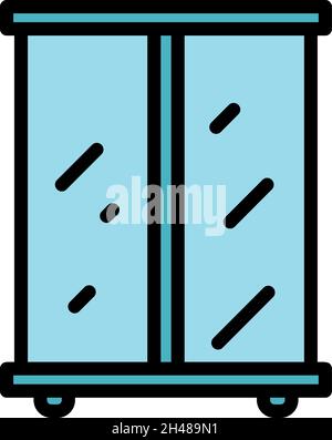 Glass wardrobe icon. Outline glass wardrobe vector icon color flat isolated Stock Vector