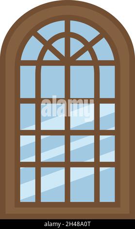 Old home window, illustration, vector, on a white background. Stock Vector