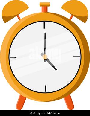 Orange alarm clock, illustration, vector on a white background. Stock Vector