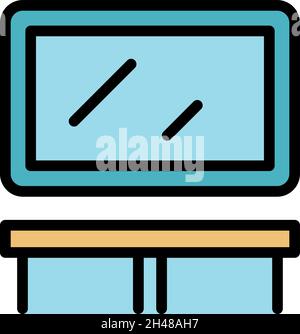 Big mirror dressing room icon. Outline big mirror dressing room vector icon color flat isolated Stock Vector