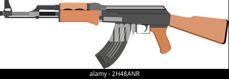 AK47 rifle, illustration, vector on a white background. Stock Vector