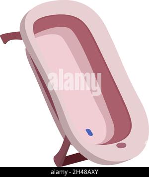 Pink bathtub, illustration, vector on a white background. Stock Vector