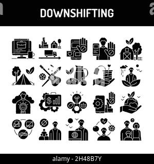 Downshifting line icons set. Isolated vector element. Outline pictograms for web page, mobile app, promo. Editable stroke. Stock Vector