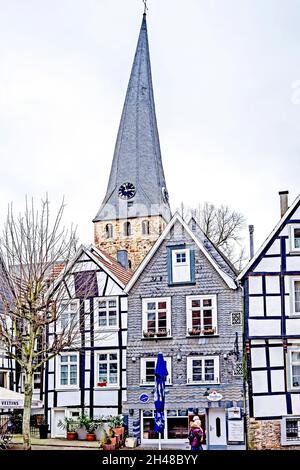 Mittelalterlicher Stadtkern von Hattingen, Nordrhein-Westfalen. Mediaeval Town Hattingen in North Rhine-Westphalia Stock Photo