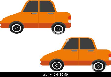 Orange car, illustration, vector on a white background. Stock Vector