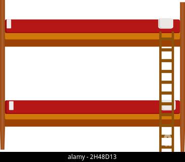 Bunker bed, illustration, vector on a white background. Stock Vector