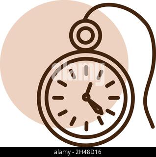 Pocket clock, illustration, vector, on a white background. Stock Vector