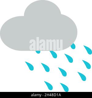 Grey cloud with rain, illustration, vector, on a white background. Stock Vector