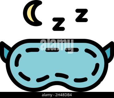 Bedroom sleeping mask icon. Outline bedroom sleeping mask vector icon color flat isolated Stock Vector