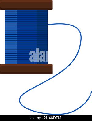 Blue bobbin, illustration, vector on a white background. Stock Vector