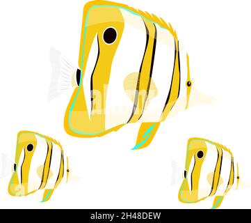 Butterfly fish, illustration, vector on a white background. Stock Vector