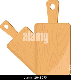 Wooden chopping board, illustration, vector on a white background. Stock Vector