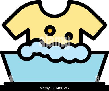 Plastic basin icon. Outline plastic basin vector icon color flat isolated Stock Vector