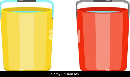 Bucket with water, illustration, vector on a white background. Stock Vector