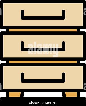 Archive cabinet icon. Outline archive cabinet vector icon color flat isolated Stock Vector