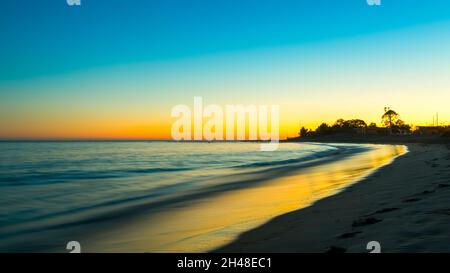 Sunset at Malibu Pier, California USA Stock Photo