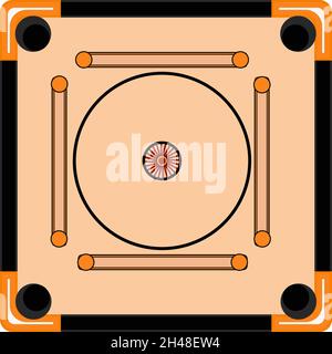 Carrom board, illustration, vector on a white background. Stock Vector