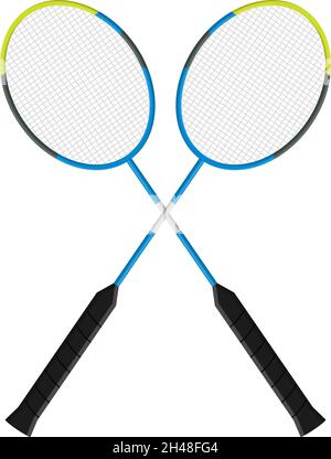 Badminton racket, illustration, vector on a white background. Stock Vector