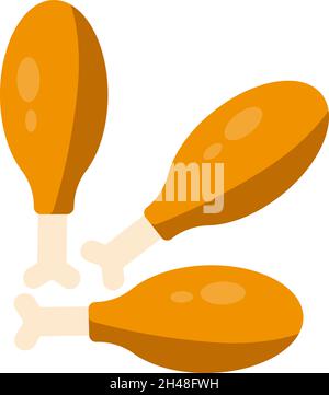 Chicken leg piece, illustration, vector on a white background. Stock Vector
