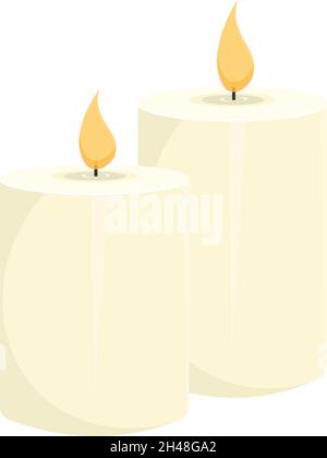 White candles, illustration, vector on a white background. Stock Vector