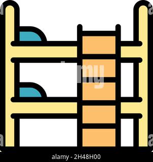 bunk bed kid bedroom color icon vector illustration Stock Vector Image ...