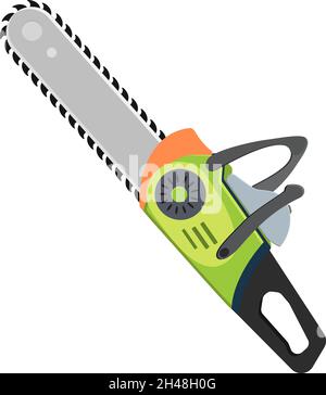 Chainsaw, illustration, vector on a white background. Stock Vector