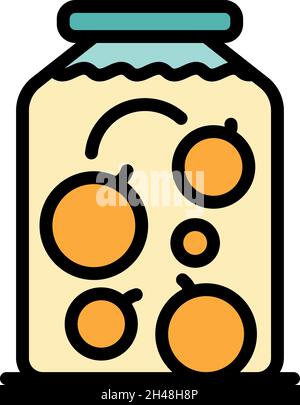 Compote jar icon. Outline compote jar vector icon color flat isolated Stock Vector