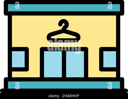 Laundry buildingicon. Outline laundry buildingvector icon color flat isolated Stock Vector