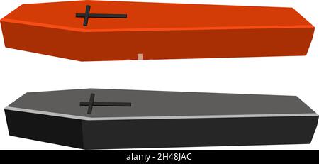 Coffins, illustration, vector on a white background. Stock Vector