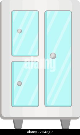 White cupboard, illustration, vector on a white background. Stock Vector