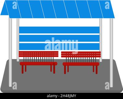 Bus stop, illustration, vector on a white background. Stock Vector