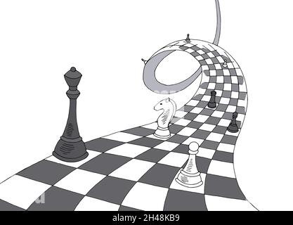 Chess tape graphic black white sketch illustration vector Stock Vector