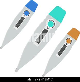 Three digital thermometers, illustration, vector on a white background. Stock Vector