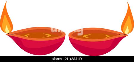 Diya candle, illustration, vector on a white background. Stock Vector