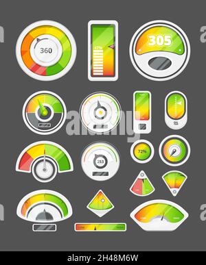 Gauge chart meter elements. Dashboard indicate, panel indicator ...
