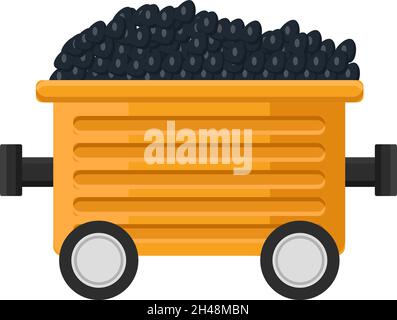 Coal trolley, illustration, vector on a white background. Stock Vector